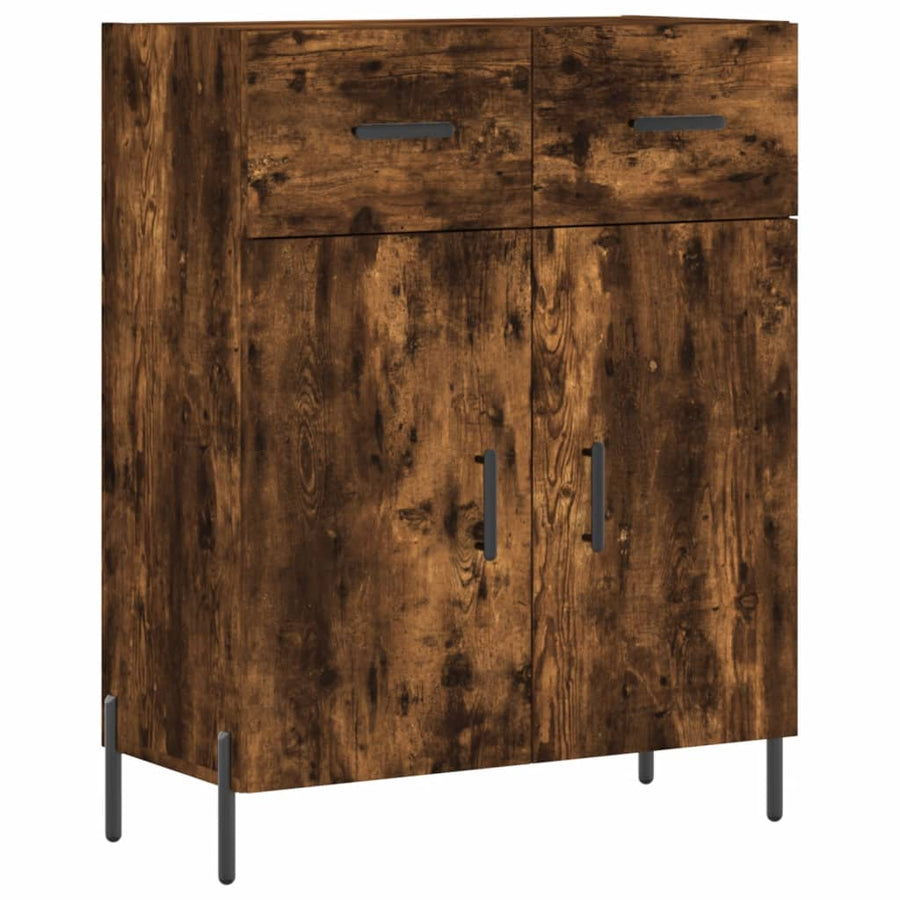 Hoge Kast 69,5X34X180 Cm Bewerkt Hout Kleurig Gerookt eiken