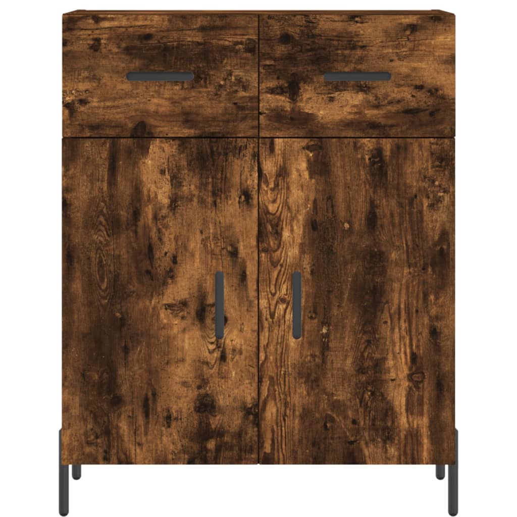 Hoge Kast 69,5X34X180 Cm Bewerkt Hout Kleurig Gerookt eiken