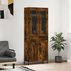 Hoge kast 180x69,5x34 cm bewerkt hout gerookt eiken