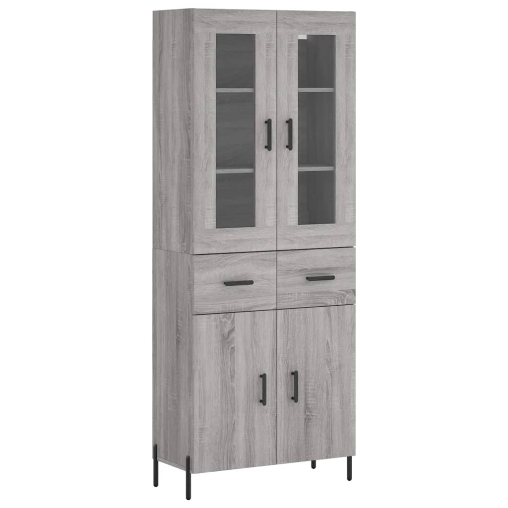 Hoge Kast 69,5X34X180 Cm Bewerkt Hout Grijs Sonoma Eikenkleurig