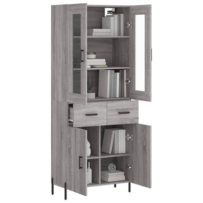 Hoge Kast 69,5X34X180 Cm Bewerkt Hout Grijs Sonoma Eikenkleurig