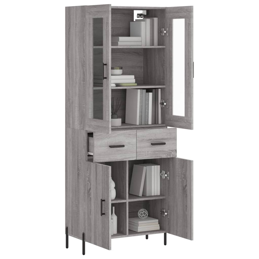 Hoge Kast 69,5X34X180 Cm Bewerkt Hout Grijs Sonoma Eikenkleurig