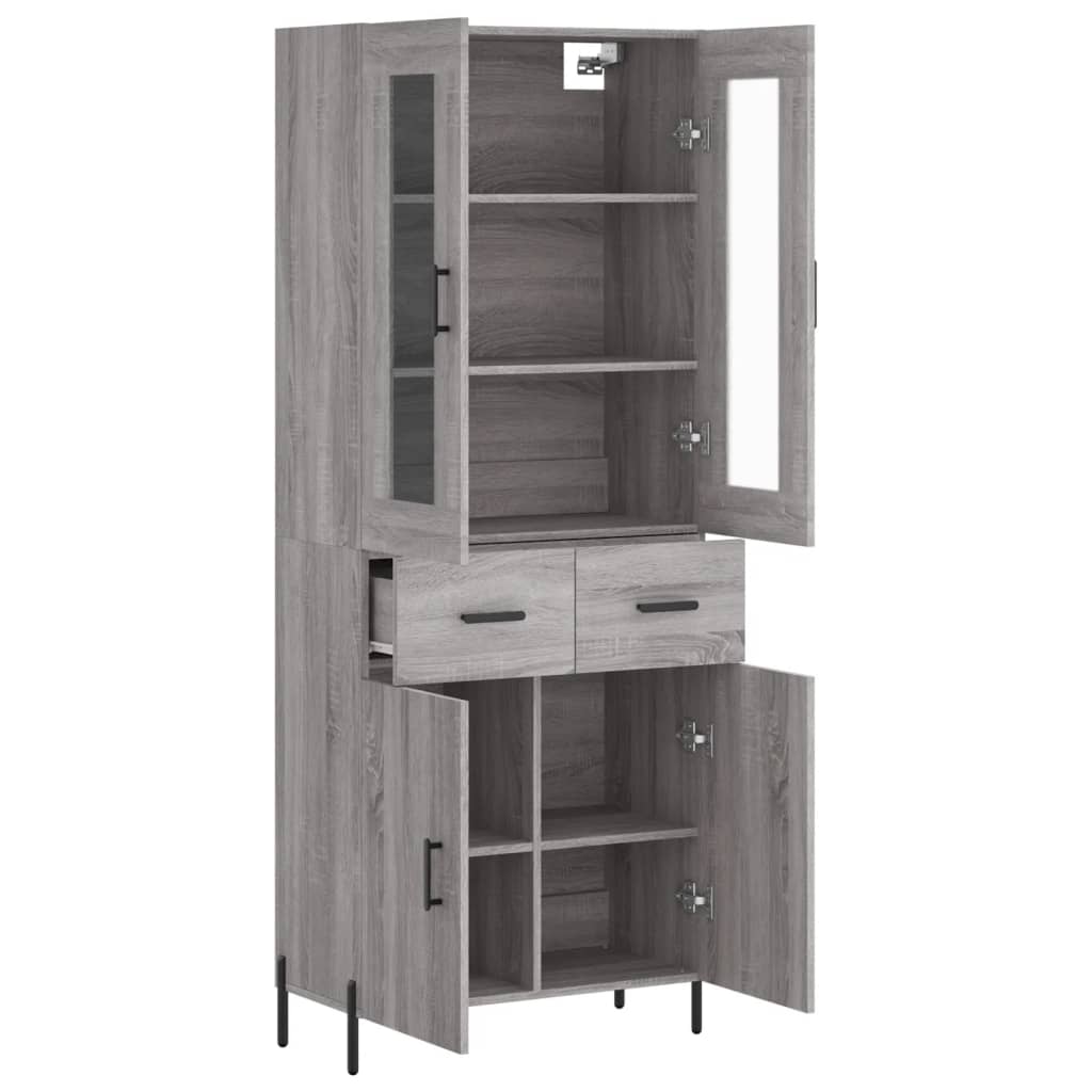 Hoge Kast 69,5X34X180 Cm Bewerkt Hout Grijs Sonoma Eikenkleurig