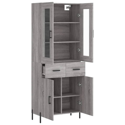 Hoge Kast 69,5X34X180 Cm Bewerkt Hout Grijs Sonoma Eikenkleurig