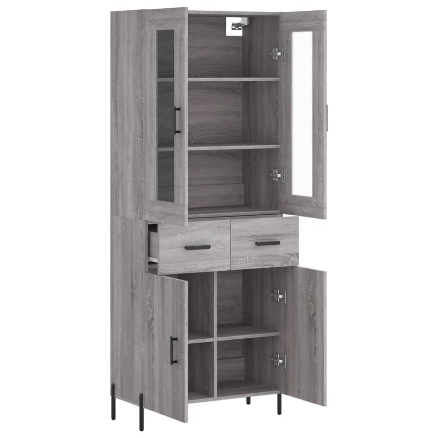 Hoge Kast 69,5X34X180 Cm Bewerkt Hout Grijs Sonoma Eikenkleurig