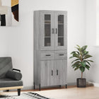 Hoge kast 69,5x34x180 cm bewerkt hout grijs