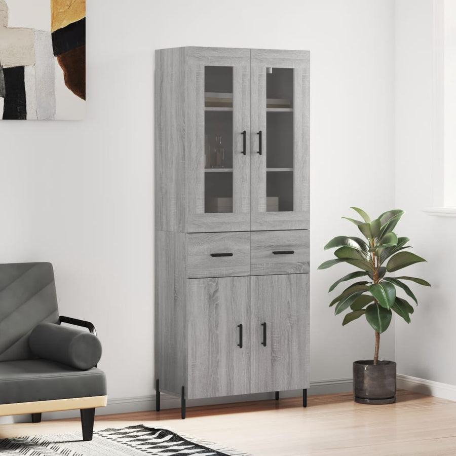 Hoge Kast 69,5X34X180 Cm Bewerkt Hout Grijs Sonoma Eikenkleurig