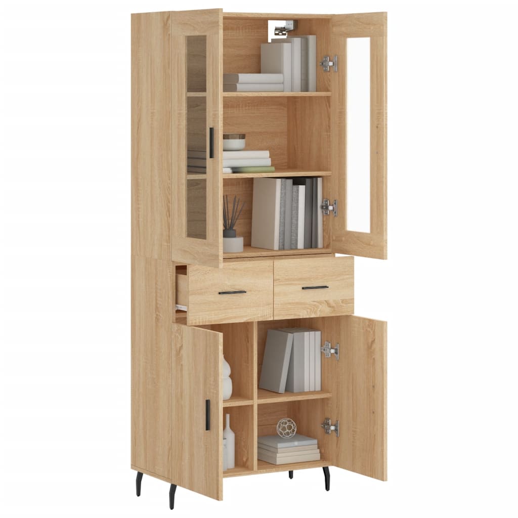 Hoge Kast 69,5X34X180 Cm Bewerkt Hout Kleurig Sonoma eiken