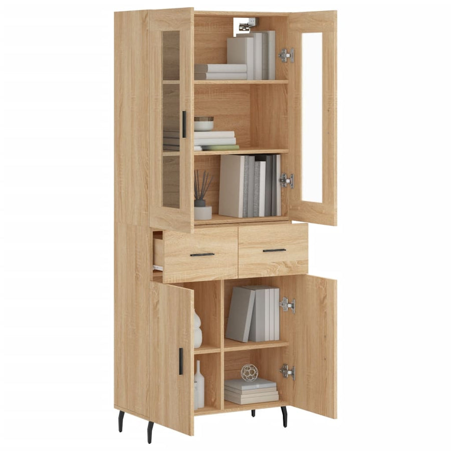 Hoge Kast 69,5X34X180 Cm Bewerkt Hout Kleurig Sonoma eiken