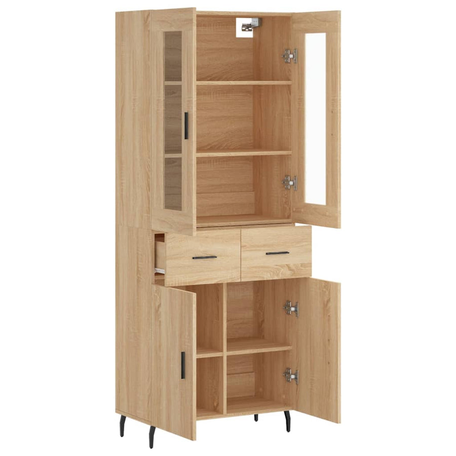 Hoge Kast 69,5X34X180 Cm Bewerkt Hout Kleurig Sonoma eiken