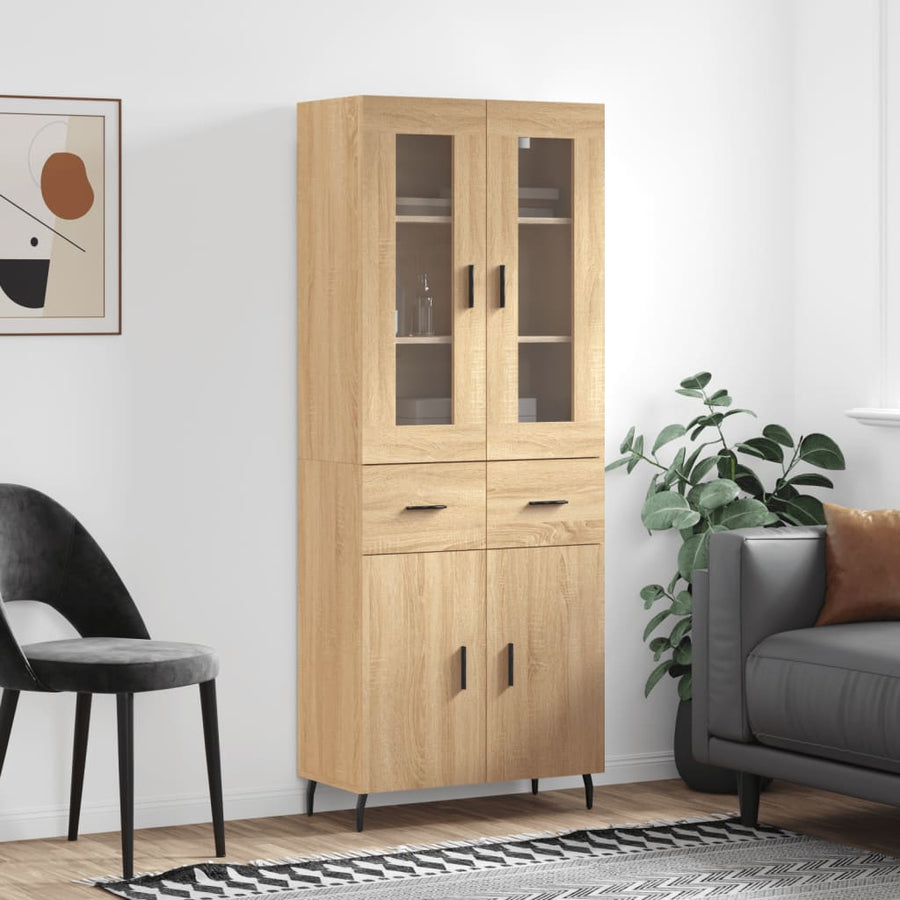 Hoge Kast 69,5X34X180 Cm Bewerkt Hout Kleurig Sonoma eiken