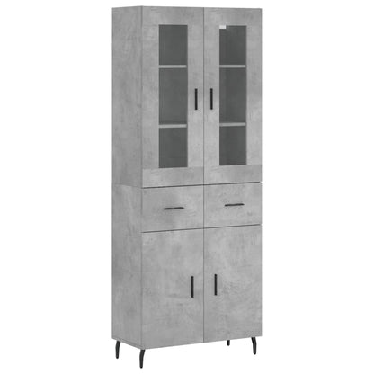 Hoge kast 69,5x34x180 cm bewerkt hout betongrijs