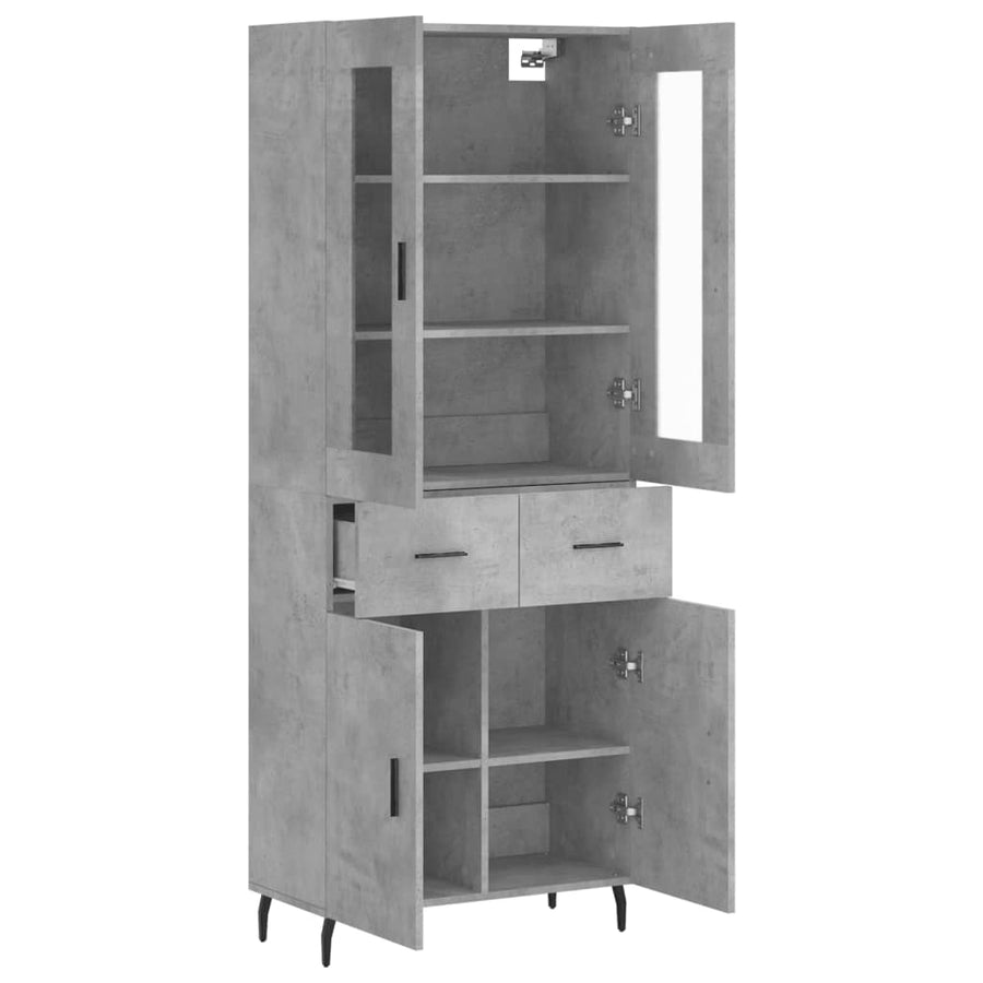 Hoge kast 69,5x34x180 cm bewerkt hout betongrijs