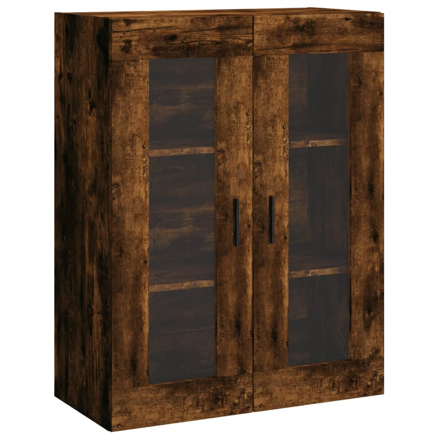 Hoge Kast 69,5X34X180 Cm Bewerkt Hout Kleurig Gerookt eiken