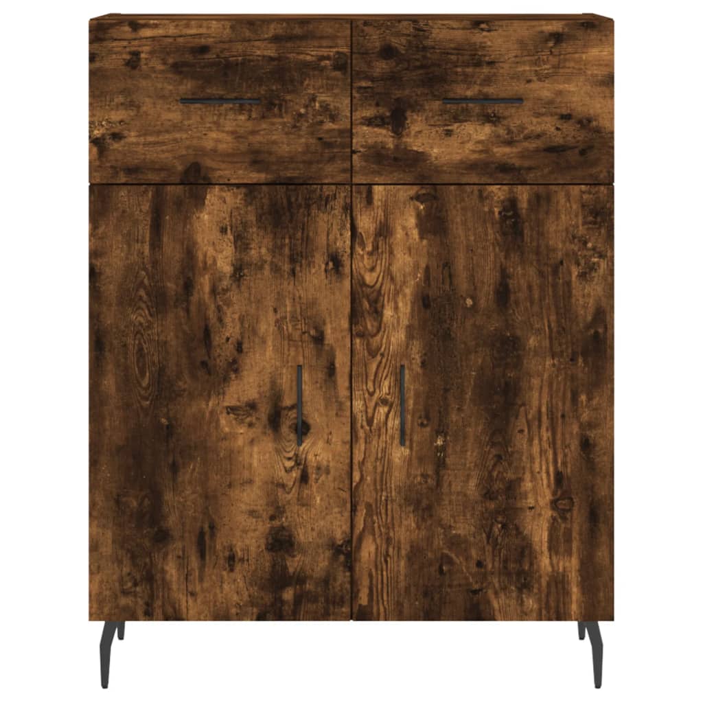 Hoge Kast 69,5X34X180 Cm Bewerkt Hout Kleurig Gerookt eiken