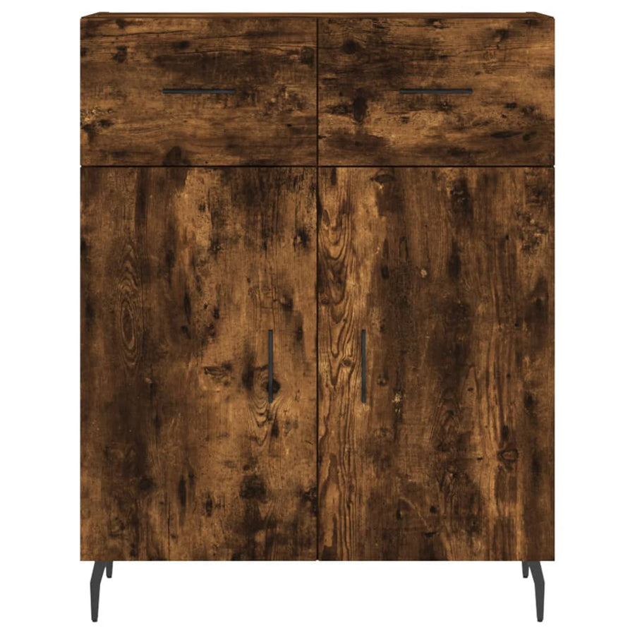 Hoge Kast 69,5X34X180 Cm Bewerkt Hout Kleurig Gerookt eiken