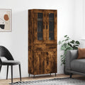 Hoge kast 69,5x34x180 cm bewerkt hout gerookt eikenkleurig