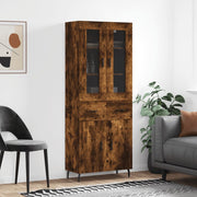 Hoge kast 180x69,5x34 cm bewerkt hout gerookt eiken