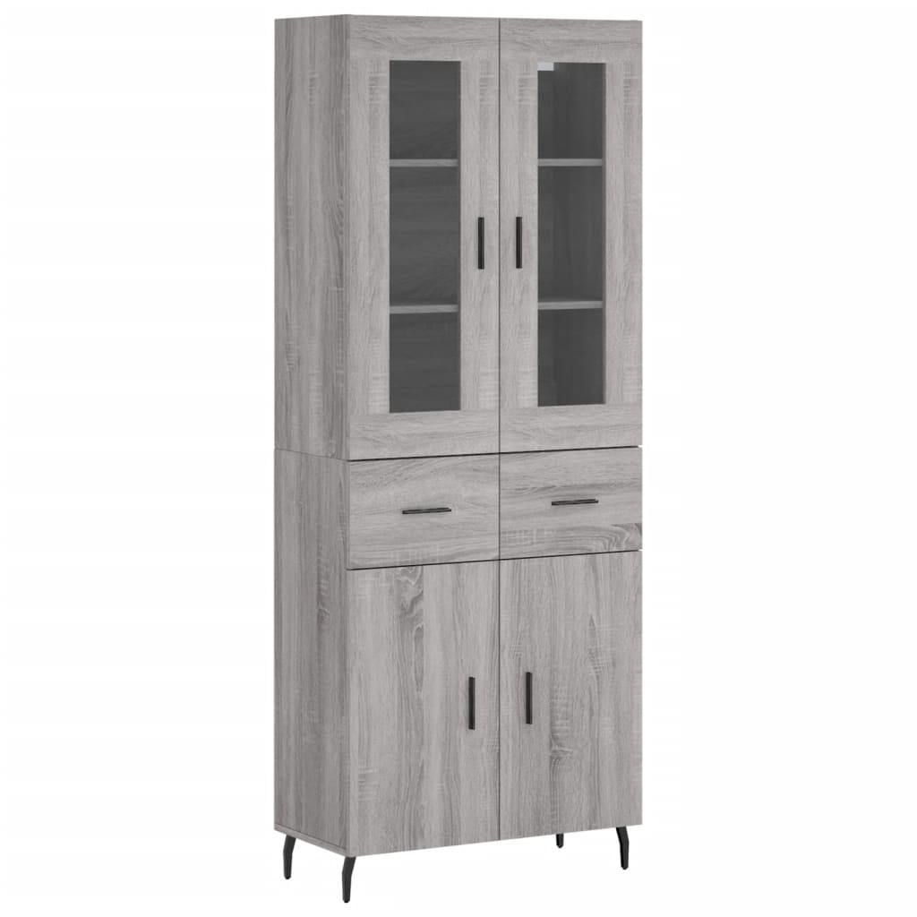 Hoge Kast 69,5X34X180 Cm Bewerkt Hout Eikenkleurig Grijs sonoma