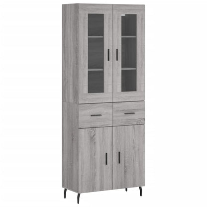 Hoge Kast 69,5X34X180 Cm Bewerkt Hout Eikenkleurig Grijs sonoma