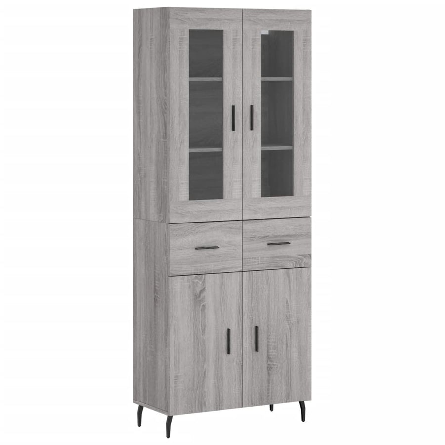 Hoge Kast 69,5X34X180 Cm Bewerkt Hout Eikenkleurig Grijs sonoma
