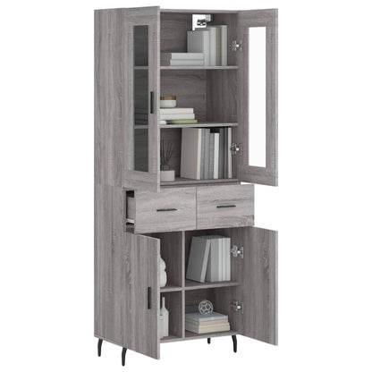 Hoge Kast 69,5X34X180 Cm Bewerkt Hout Eikenkleurig Grijs sonoma