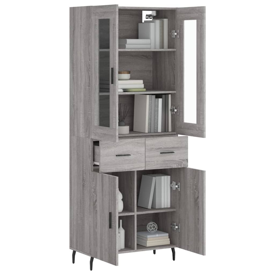 Hoge Kast 69,5X34X180 Cm Bewerkt Hout Eikenkleurig Grijs sonoma