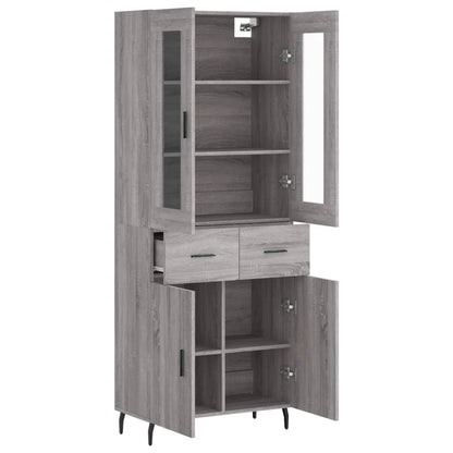 Hoge Kast 69,5X34X180 Cm Bewerkt Hout Eikenkleurig Grijs sonoma