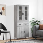 Hoge kast 69,5x34x180 cm bewerkt hout grijs