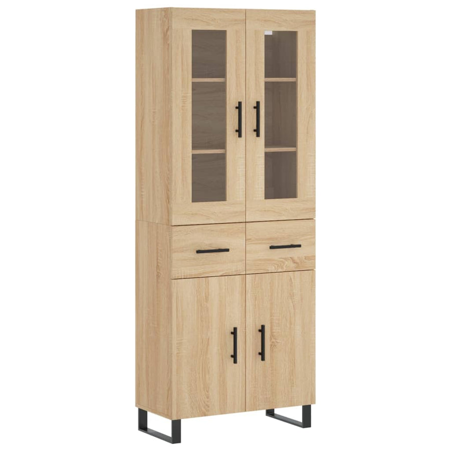 Hoge Kast 69,5X34X80 Cm Bewerkt Hout Kleurig 1 Sonoma eiken 2 deuren 2 lades