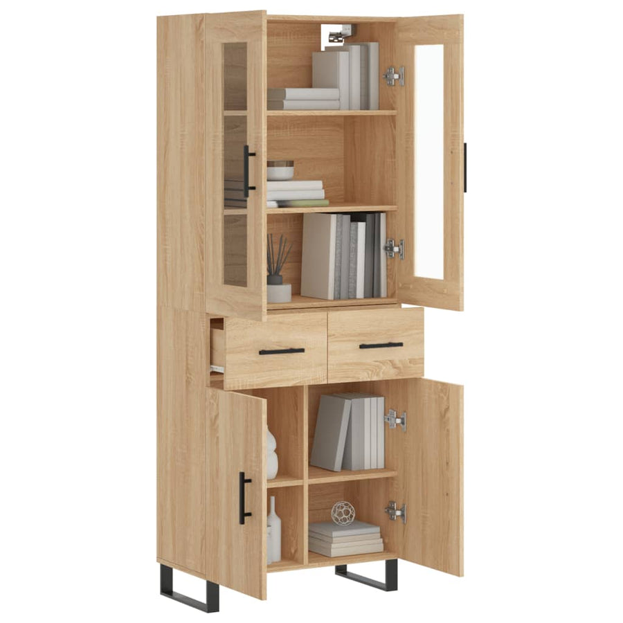 Hoge Kast 69,5X34X80 Cm Bewerkt Hout Kleurig 1 Sonoma eiken 2 deuren 2 lades