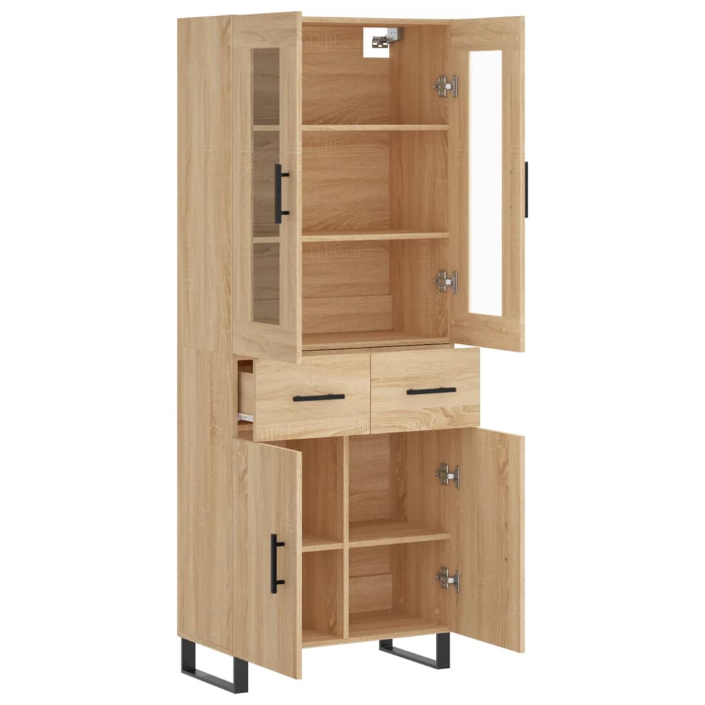 Hoge Kast 69,5X34X80 Cm Bewerkt Hout Kleurig 1 Sonoma eiken 2 deuren 2 lades