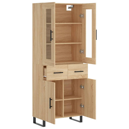 Hoge Kast 69,5X34X80 Cm Bewerkt Hout Kleurig 1 Sonoma eiken 2 deuren 2 lades