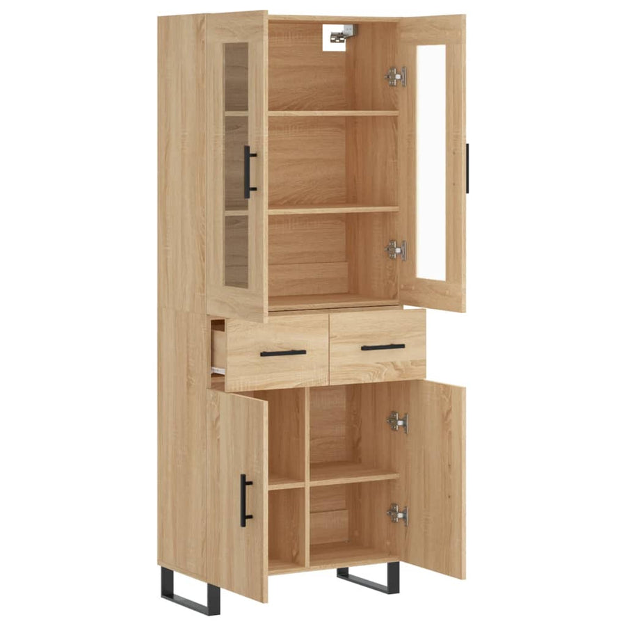 Hoge Kast 69,5X34X80 Cm Bewerkt Hout Kleurig 1 Sonoma eiken 2 deuren 2 lades