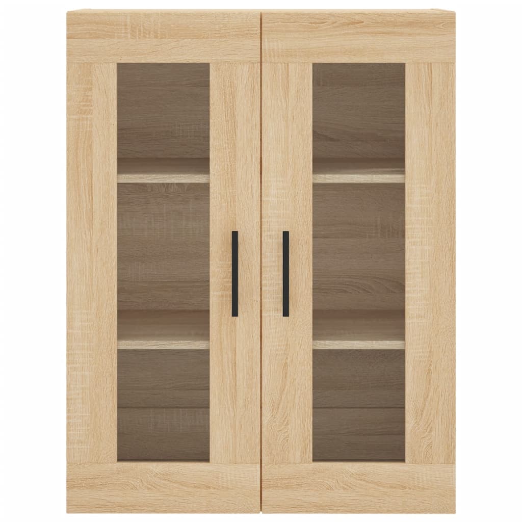 Hoge Kast 69,5X34X80 Cm Bewerkt Hout Kleurig 1 Sonoma eiken 2 deuren 2 lades