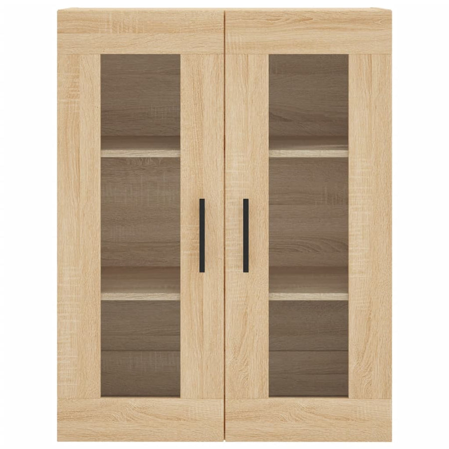 Hoge Kast 69,5X34X80 Cm Bewerkt Hout Kleurig 1 Sonoma eiken 2 deuren 2 lades