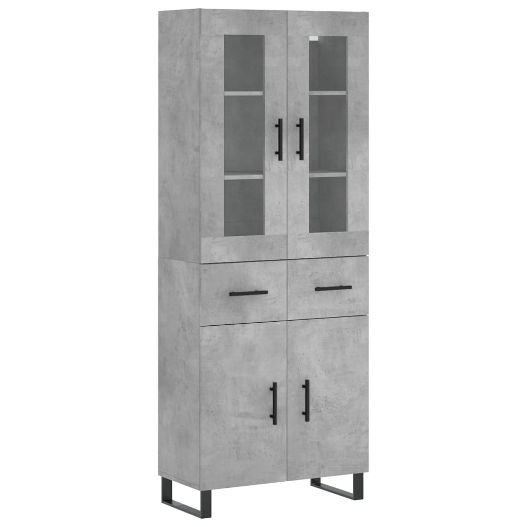 Hoge Kast 69,5X34X180 Cm Bewerkt Hout Betongrijs