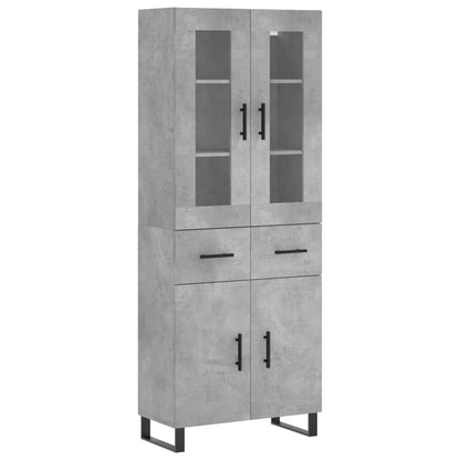 Hoge Kast 69,5X34X180 Cm Bewerkt Hout Betongrijs