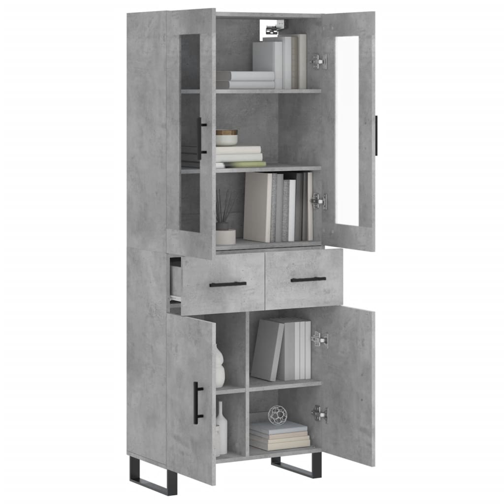 Hoge Kast 69,5X34X180 Cm Bewerkt Hout Betongrijs