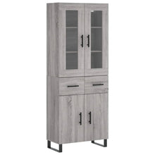 Hoge Kast 69,5X34X80 Cm Bewerkt Hout Eikenkleurig Grijs sonoma 2 deuren 2 lades