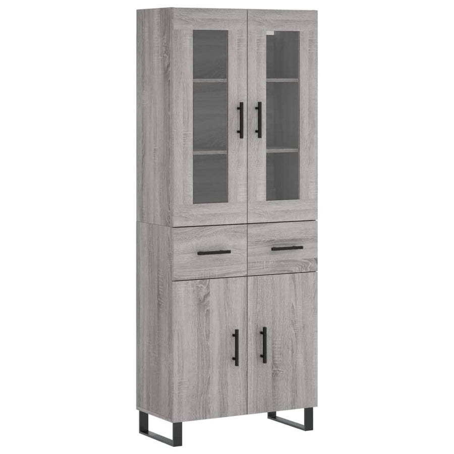 Hoge Kast 69,5X34X80 Cm Bewerkt Hout Eikenkleurig Grijs sonoma 2 deuren 2 lades