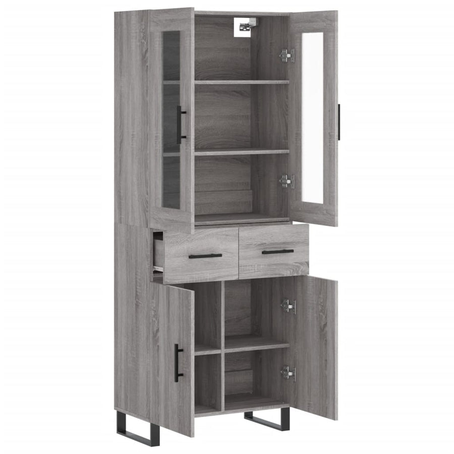 Hoge Kast 69,5X34X80 Cm Bewerkt Hout Eikenkleurig Grijs sonoma 2 deuren 2 lades