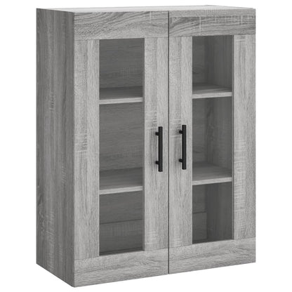 Hoge Kast 69,5X34X80 Cm Bewerkt Hout Eikenkleurig Grijs sonoma 2 deuren 2 lades