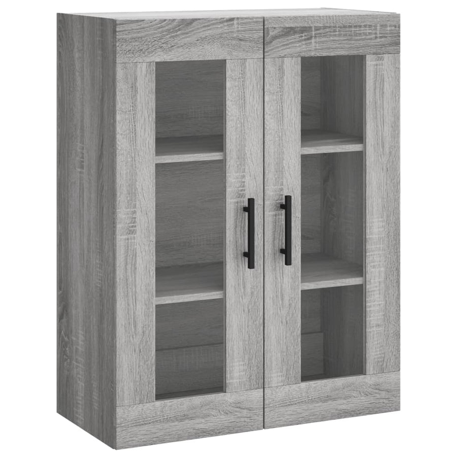 Hoge Kast 69,5X34X80 Cm Bewerkt Hout Eikenkleurig Grijs sonoma 2 deuren 2 lades