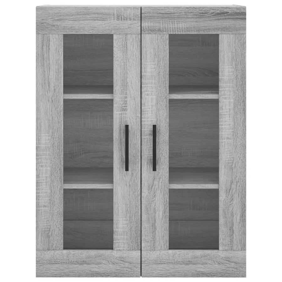 Hoge Kast 69,5X34X80 Cm Bewerkt Hout Eikenkleurig Grijs sonoma 2 deuren 2 lades