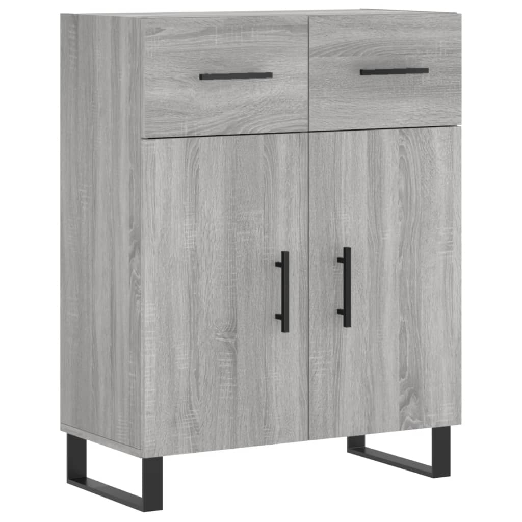Hoge Kast 69,5X34X80 Cm Bewerkt Hout Eikenkleurig Grijs sonoma 2 deuren 2 lades