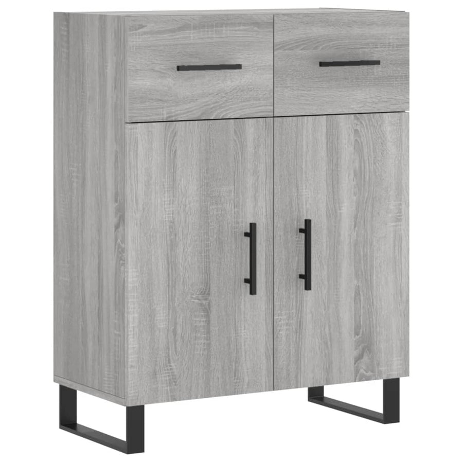 Hoge Kast 69,5X34X80 Cm Bewerkt Hout Eikenkleurig Grijs sonoma 2 deuren 2 lades