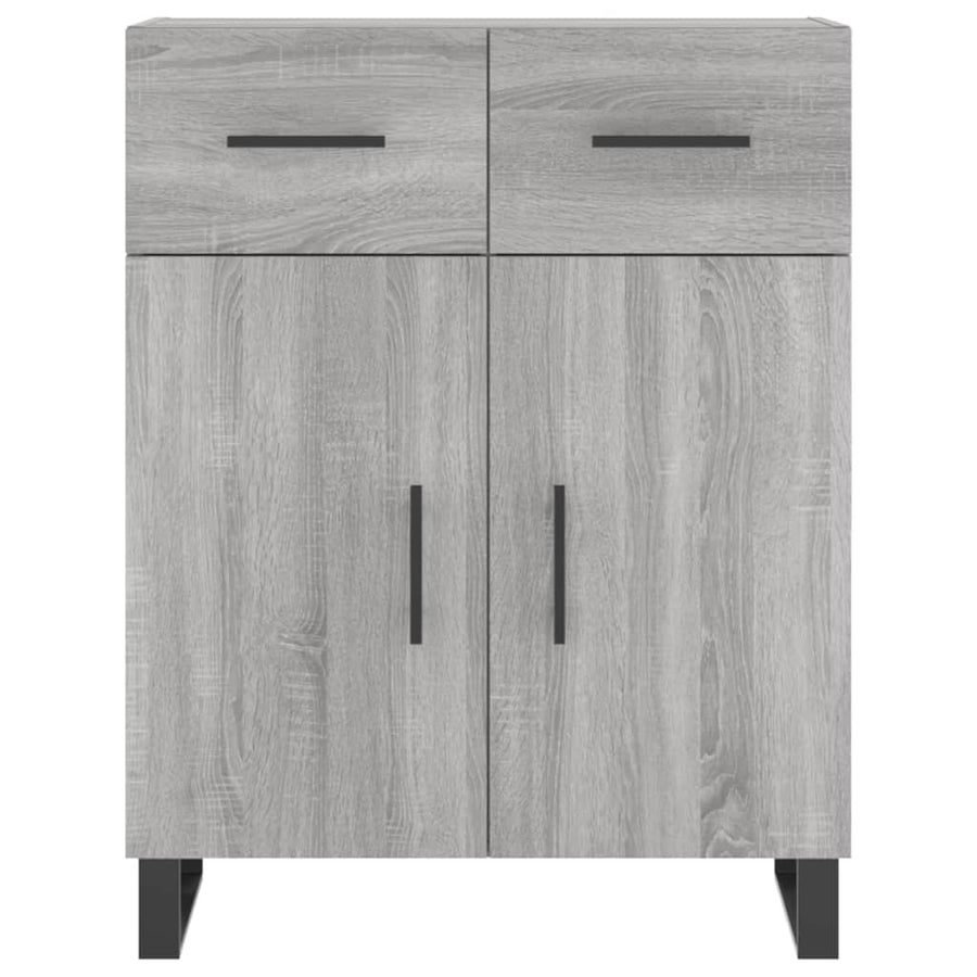 Hoge Kast 69,5X34X80 Cm Bewerkt Hout Eikenkleurig Grijs sonoma 2 deuren 2 lades