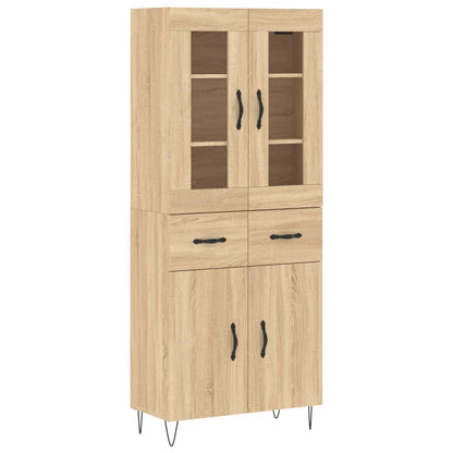 Hoge Kast 69,5X34X80 Cm Bewerkt Hout Kleurig Sonoma eiken 2 deuren 2 lades