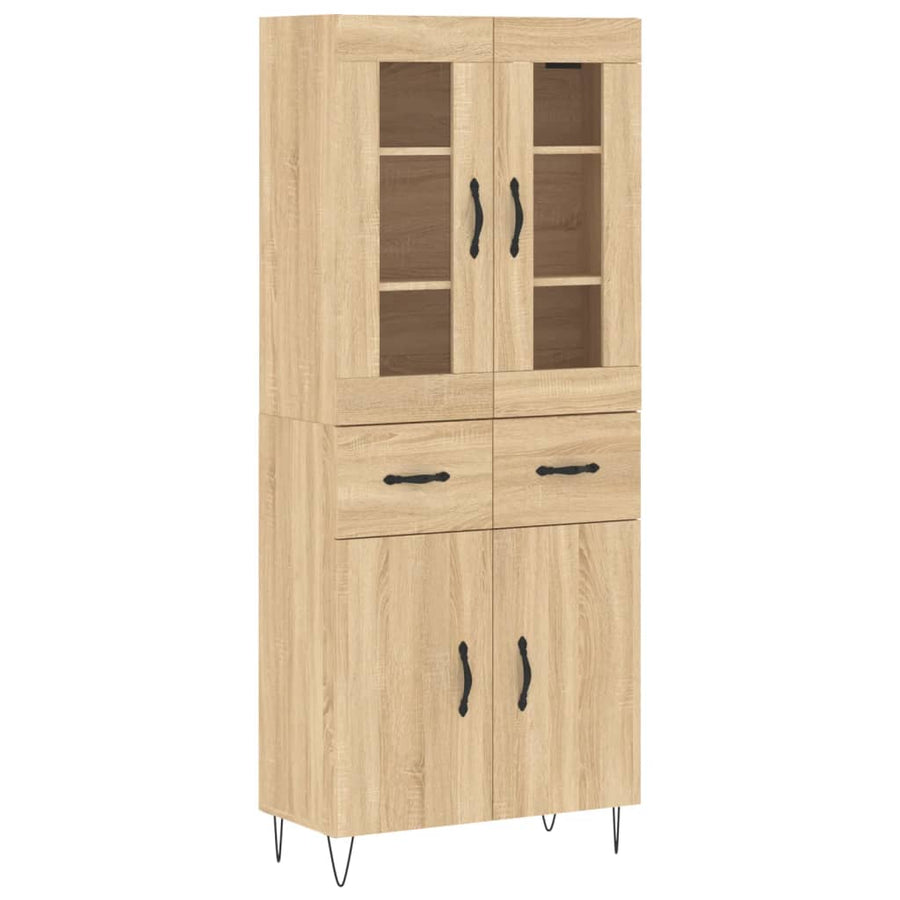 Hoge Kast 69,5X34X80 Cm Bewerkt Hout Kleurig Sonoma eiken 2 deuren 2 lades